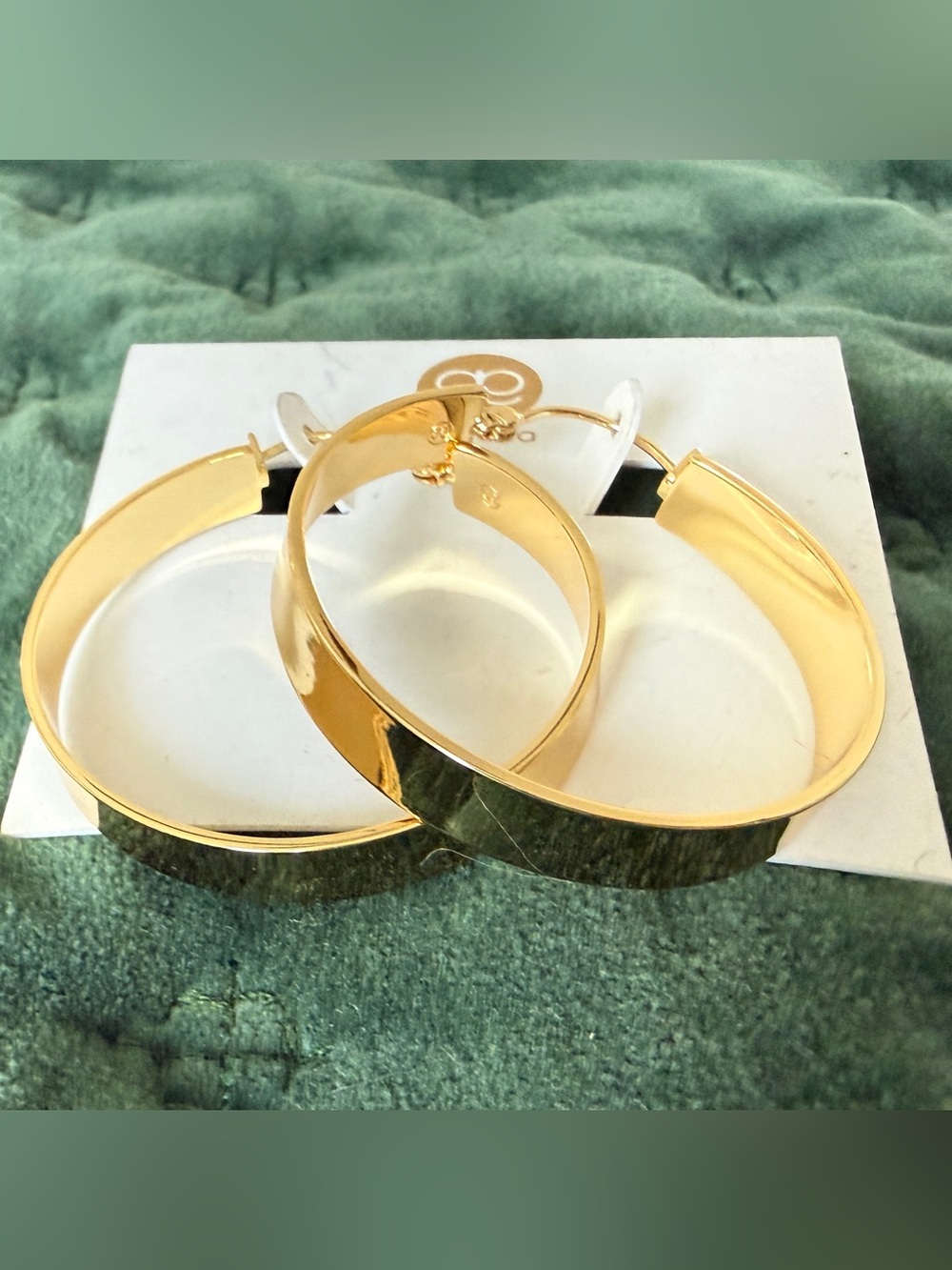 Gorjana Gold Wide Hoop Earrings 1 3/8” Signed